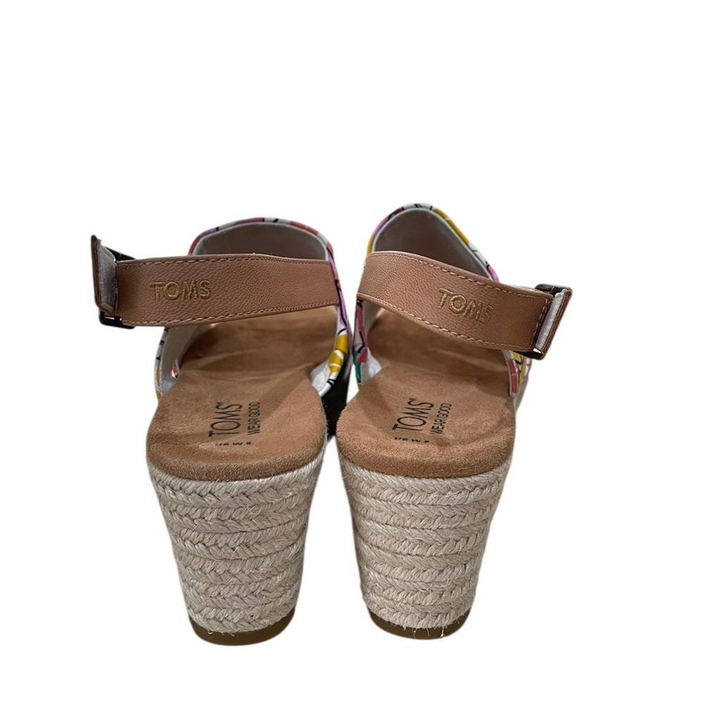 TOMS Claudine Wedge Floral Espadrilles Platform Sandal Wome’s Size 8 - Picture 3 of 10